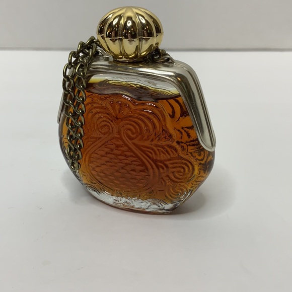 Vintage Glass Engraved Gold Cap & Chain 70’s Perfume Bottle | Collectors Piece - Picture 3 of 8